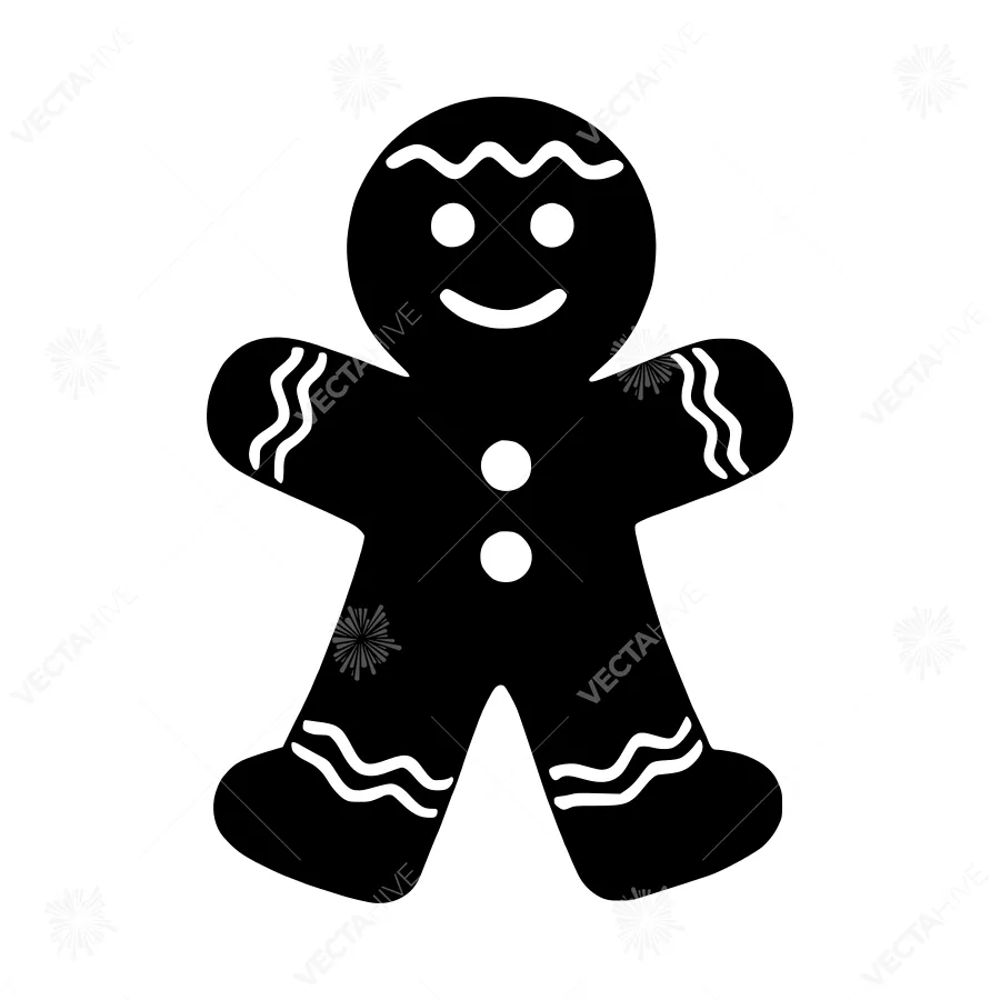 Black Gingerbread Man Icon - Vector Illustration