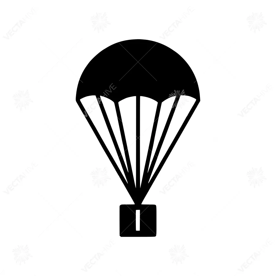 Black Parachute Icon - Vector Illustration