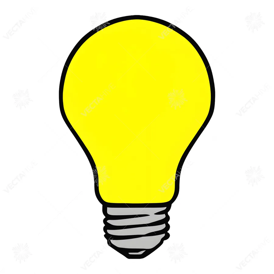 Bright Yellow Light Bulb Icon - Vector Illustration