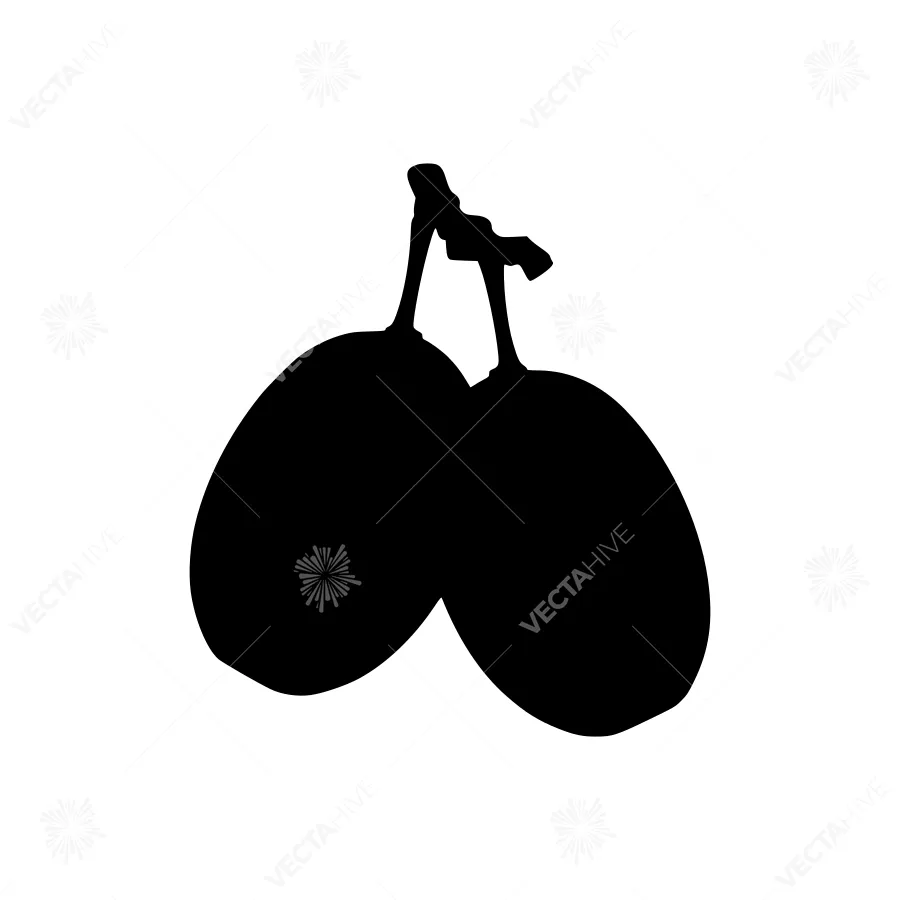 Silhouette Plum Fruit Pair - Black on White