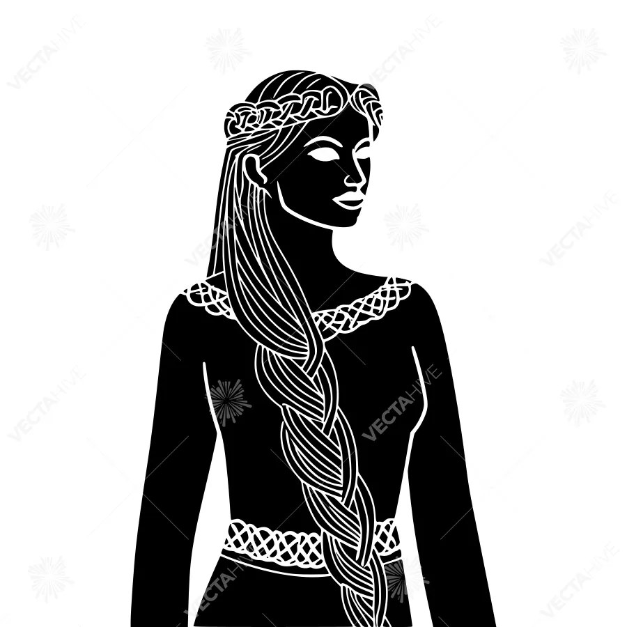 Celtic Woman Silhouette - Tribal Crown Design