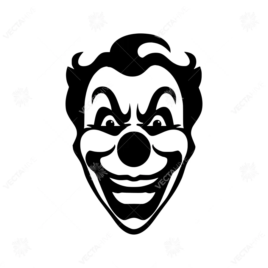 Black & White Clown Head Silhouette