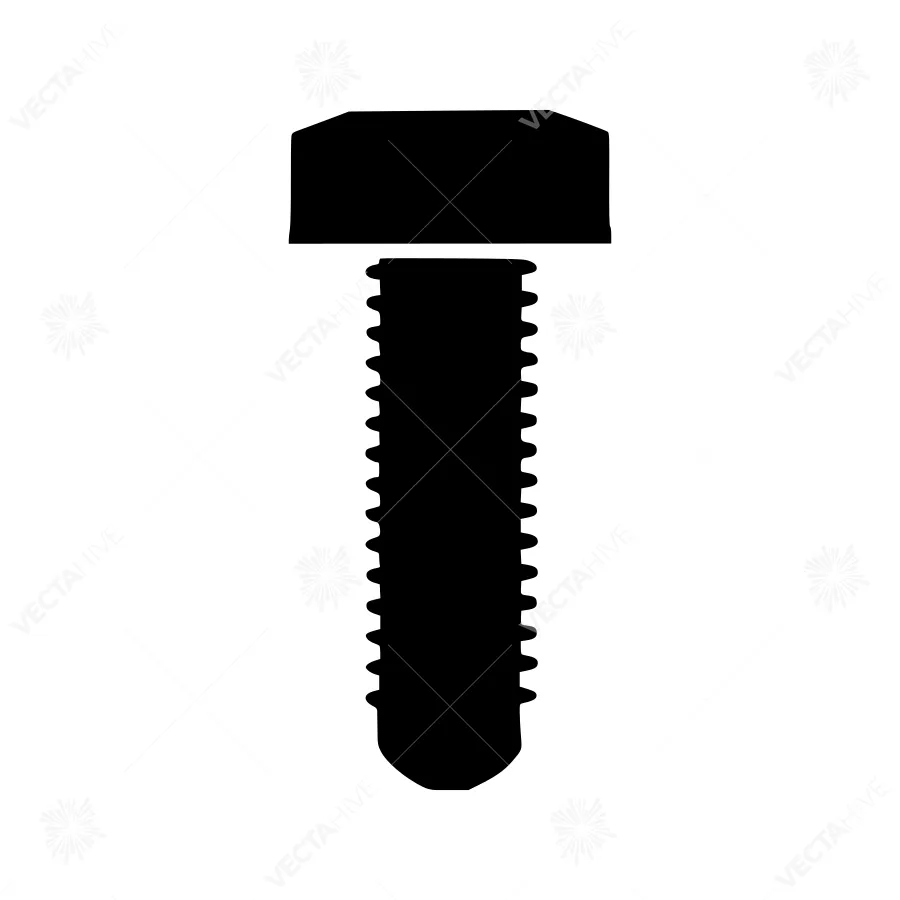 Black Bolt Head Screw Icon - Vector Illustration