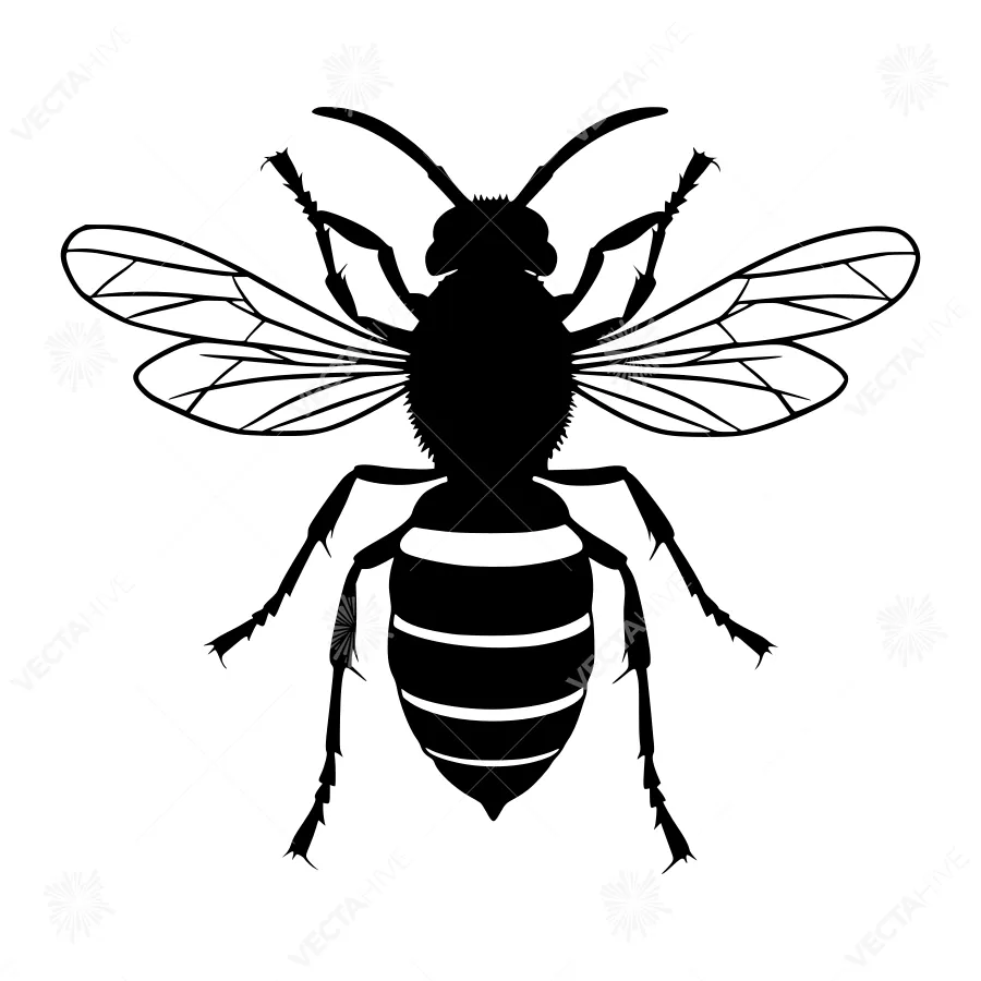 Black Bee Silhouette Vector Illustration