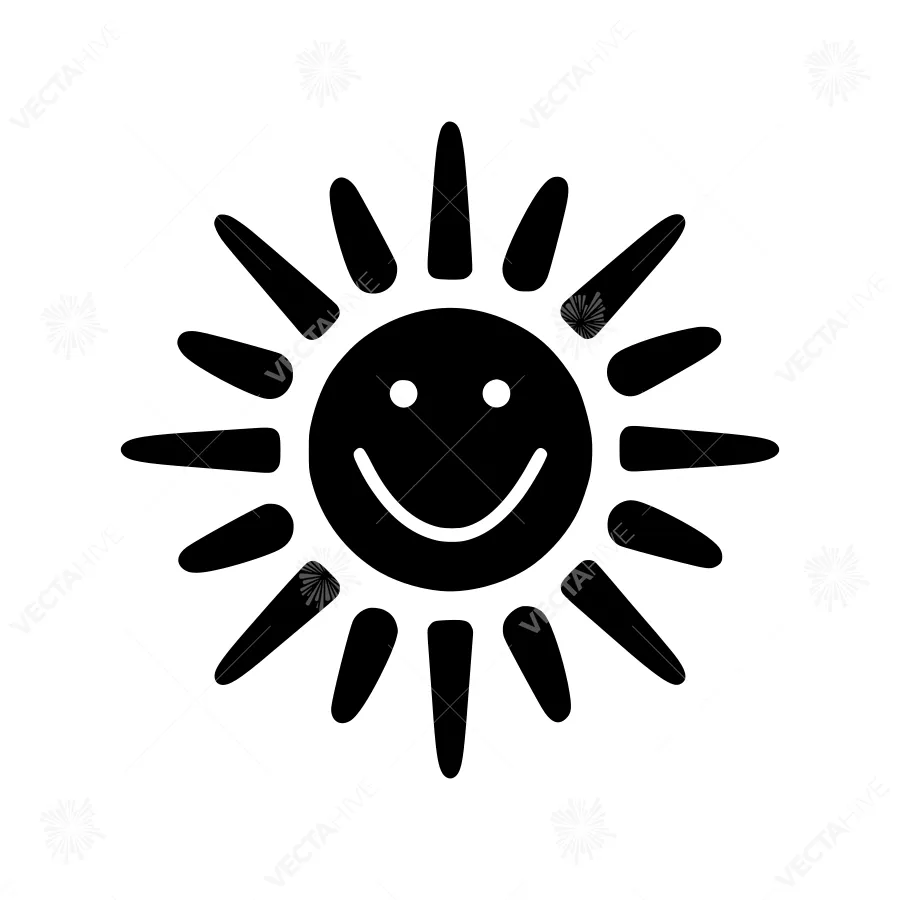 Smiling Sun Icon - Vector Illustration