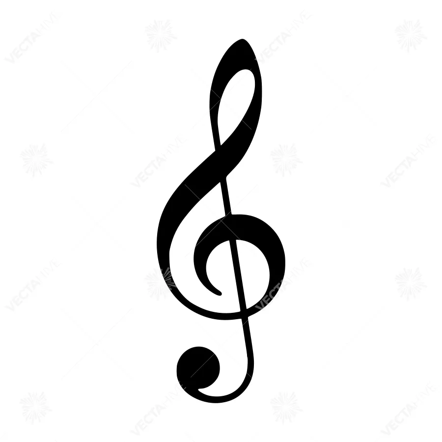 Musical Clef Icon - Black on White