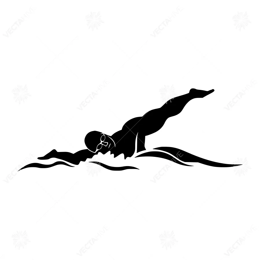 Silhouette Swimmer - Minimalist Vector Art