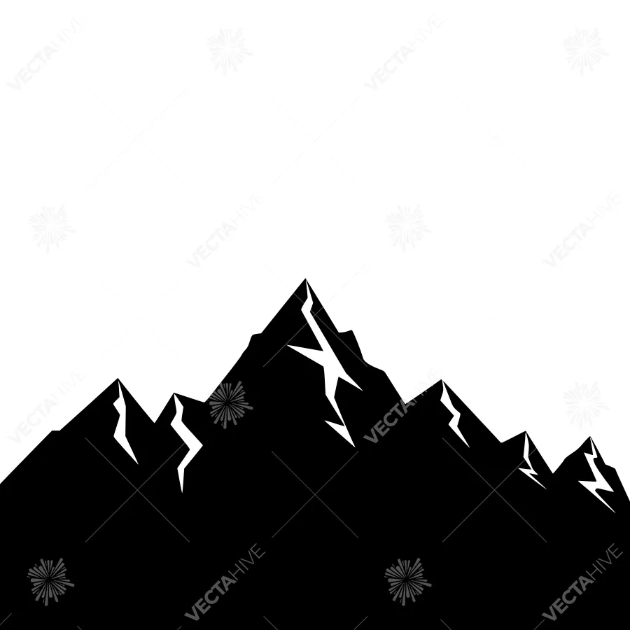 Black Mountain Silhouette Vector Illustration