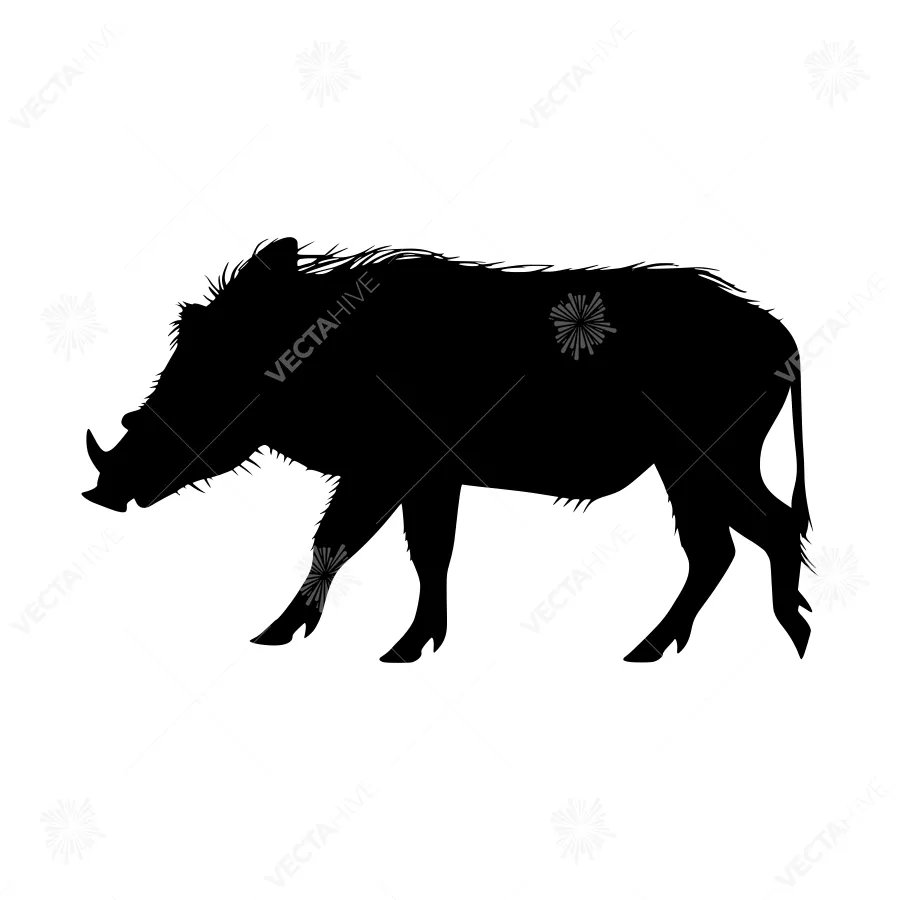 African Wild Boar Silhouette Vector