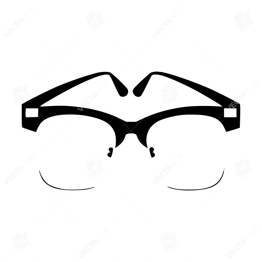 Minimalist Glasses Icon - Black Outline