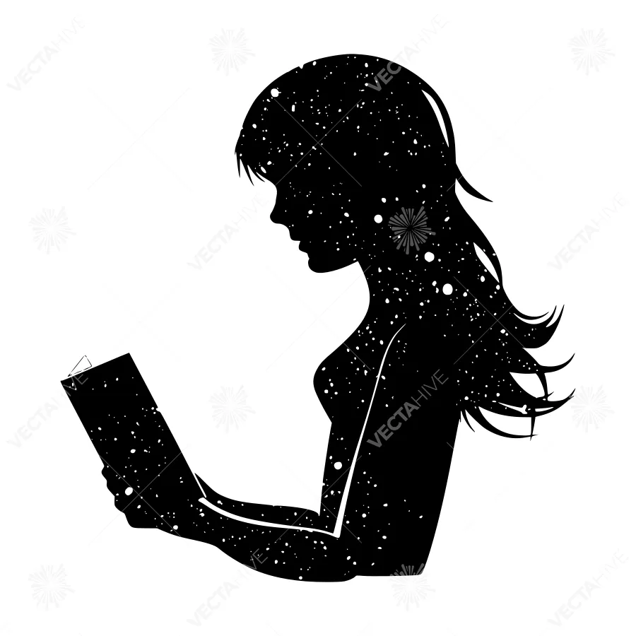 Silhouette Reading Book - Cosmic Galaxy