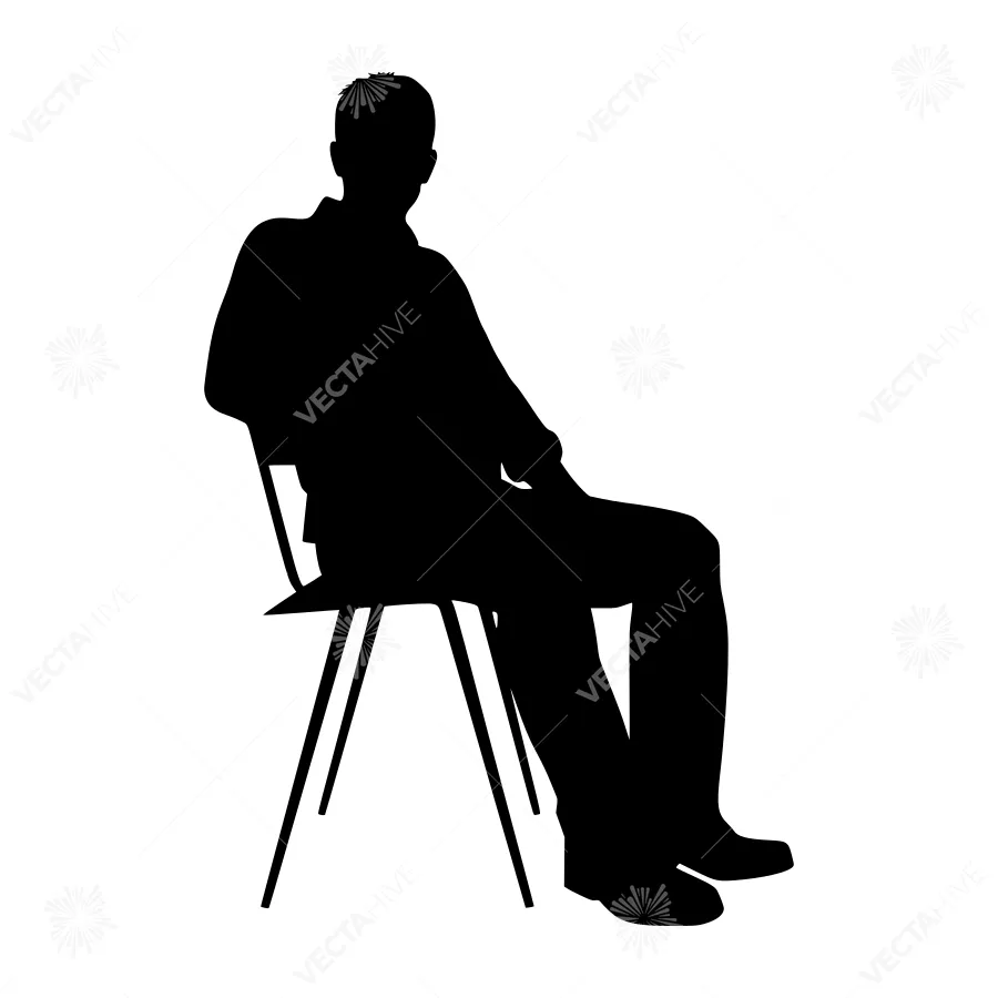 Silhouette Man Sitting in Chair - Black & White