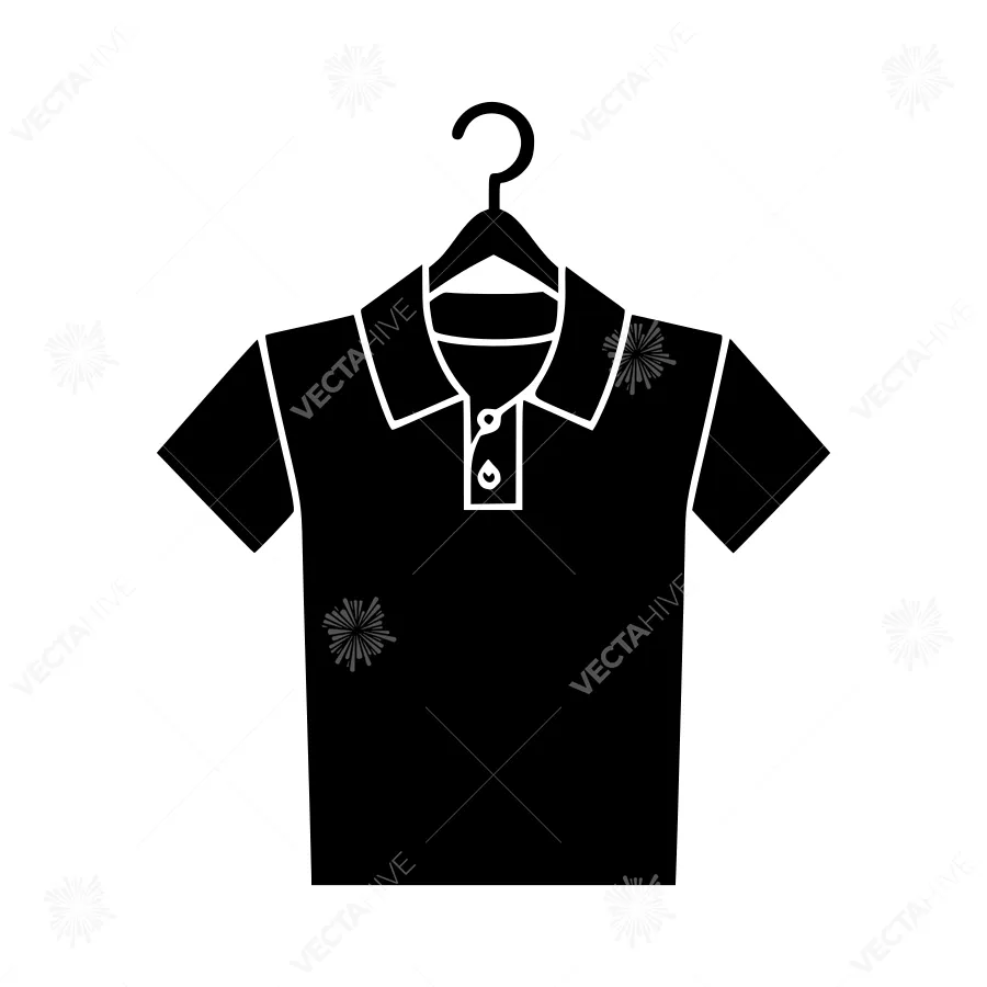 Black Polo Shirt on Hanger - Vector Icon