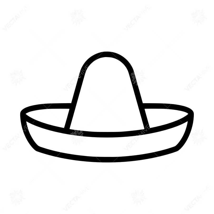Black Hat Outline Icon - Simple Vector Illustration