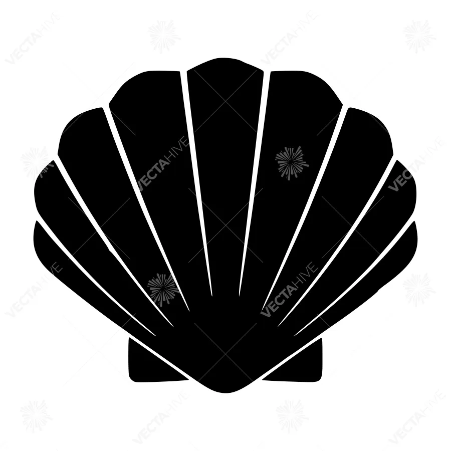 Black Seashell Icon - Vector Illustration