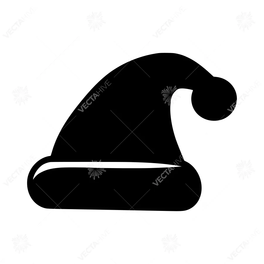 Black Santa Hat Silhouette Icon