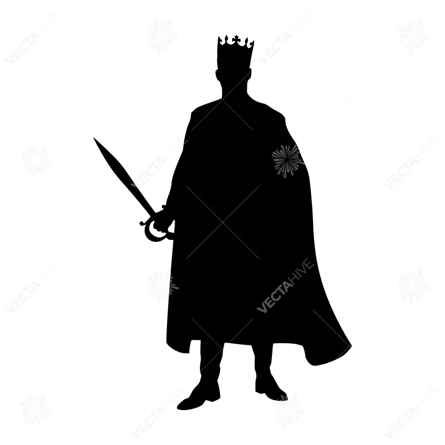 Silhouette King with Sword - Dramatic Portrait
