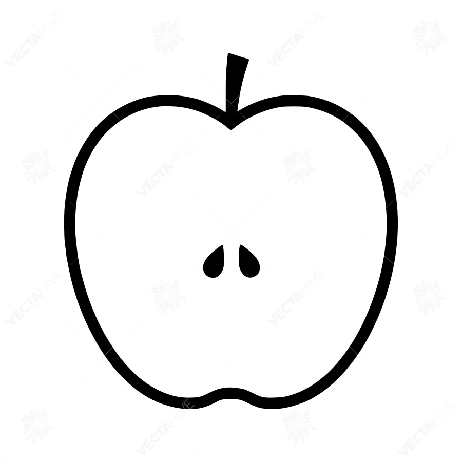 Apple Outline Icon - Simple Fruit Vector