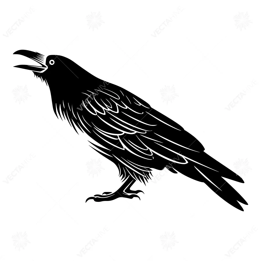 Black Crow Silhouette Vector Illustration