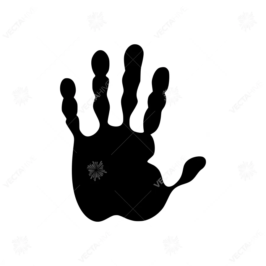 Black Handprint Silhouette on White Background