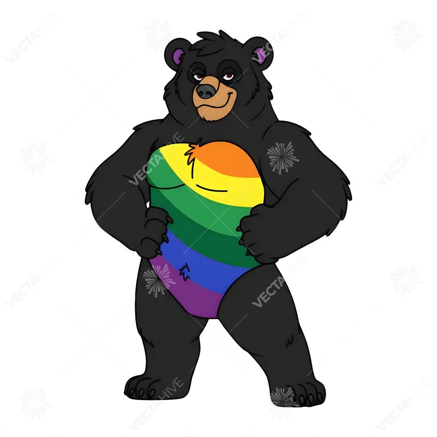 Rainbow Bear Illustration - Pride Vector Graphic