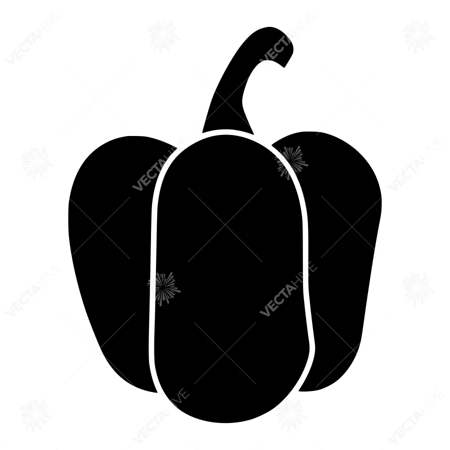 Pepper Silhouette Icon - Black on White
