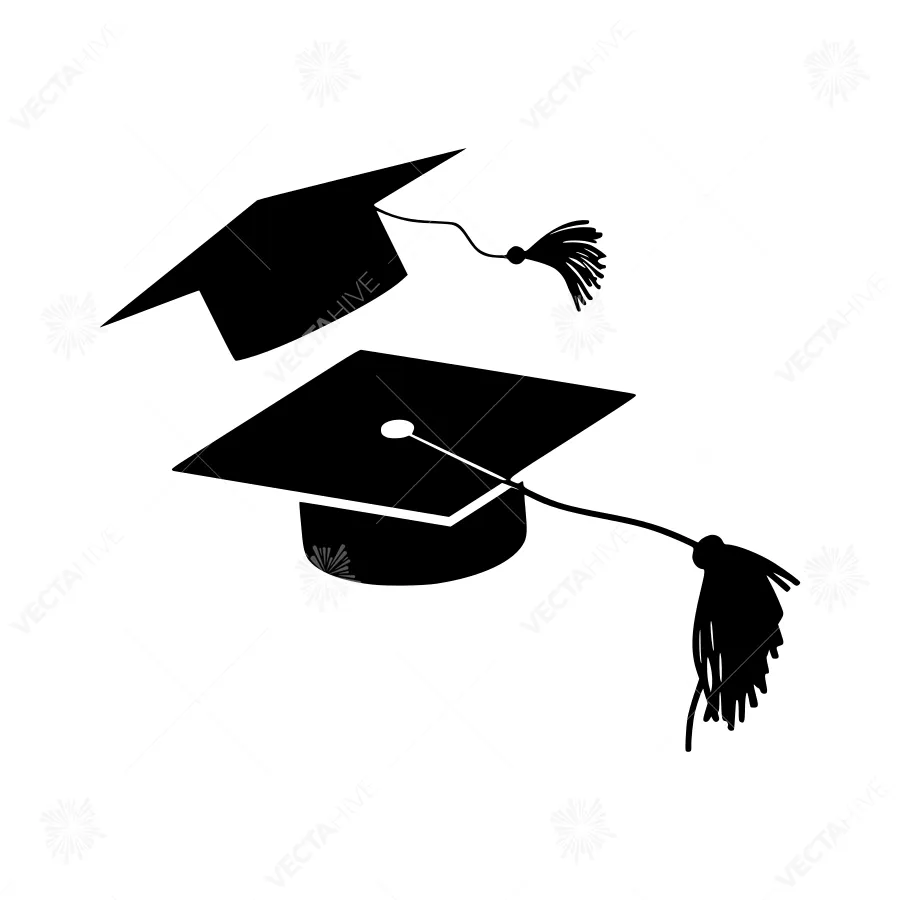 Graduation Caps Silhouette Vector