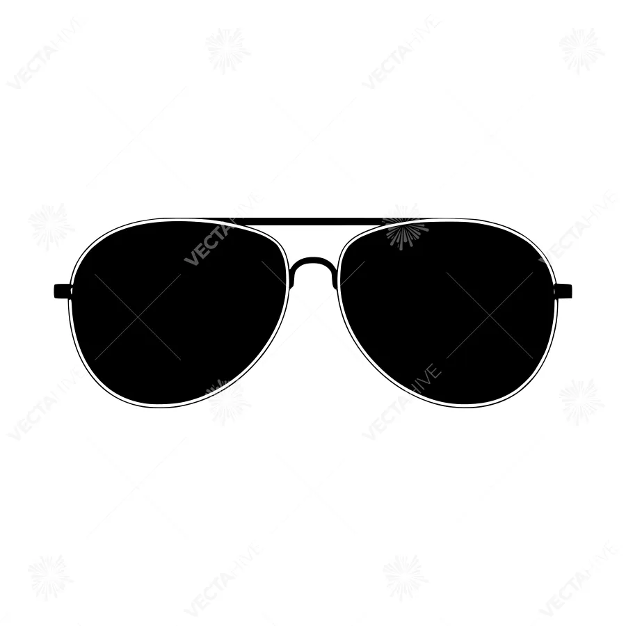 Black Aviator Sunglasses Vector Illustration