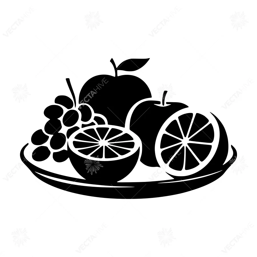 Black & White Fruit Still Life Illustration