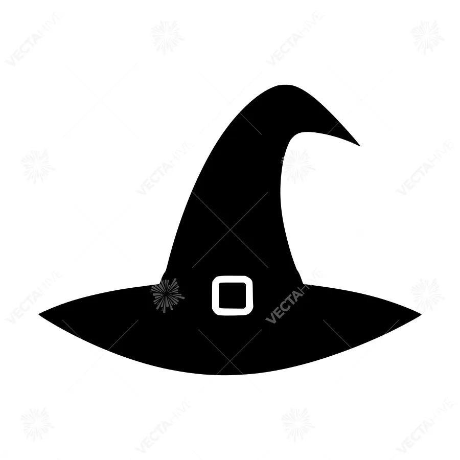 Black Witch Hat Icon - Simple Vector Illustration