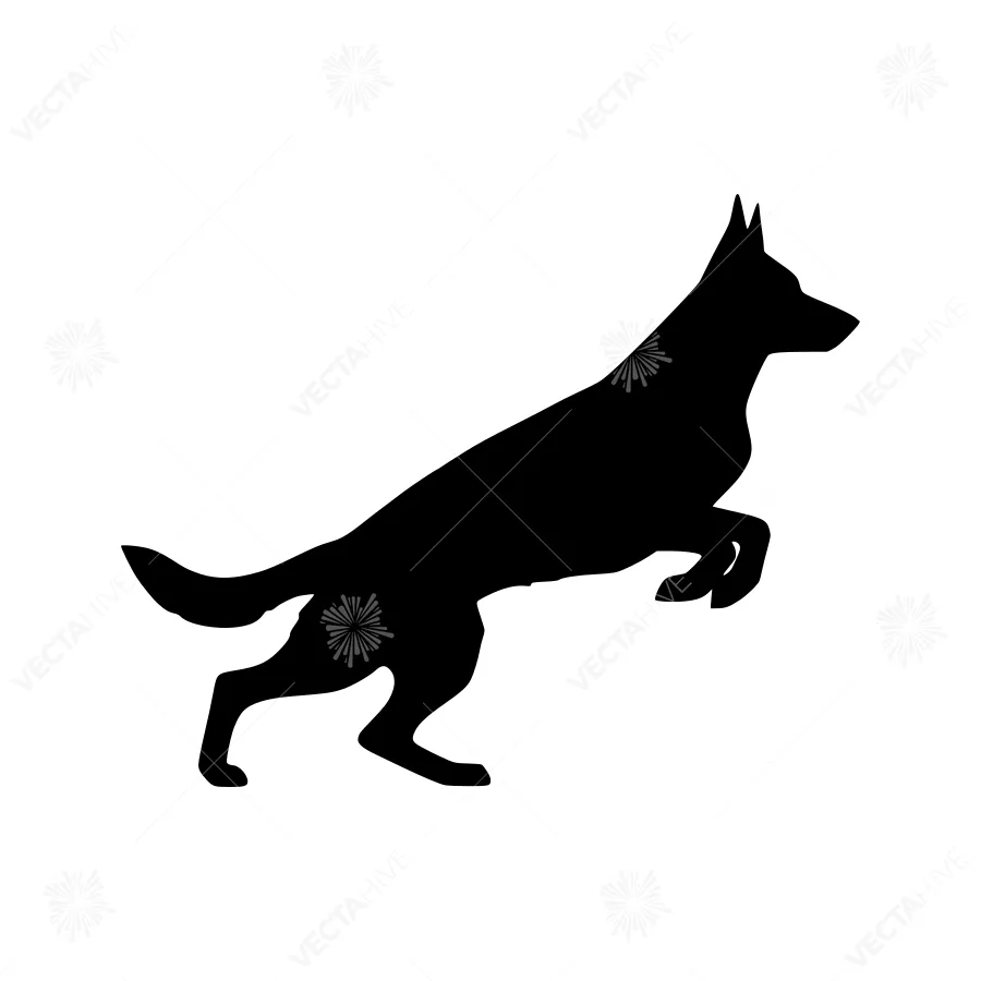 Silhouette Dog Jumping - Minimalist Vector Graphic