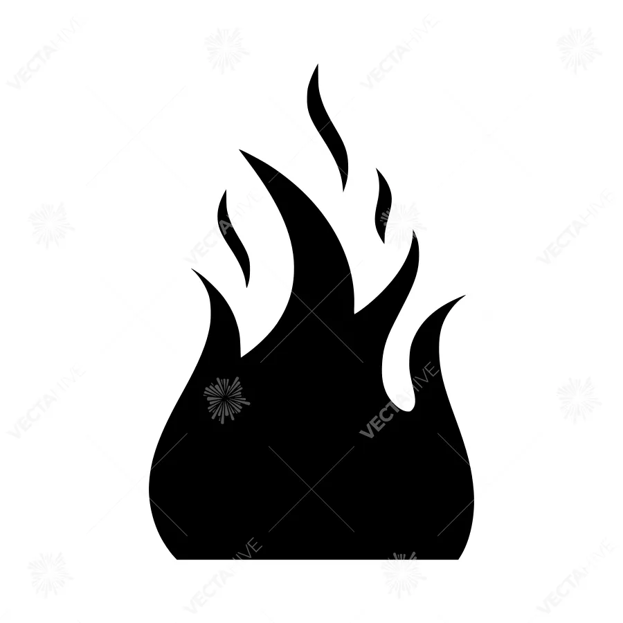 Black Flame Icon - Vector Illustration