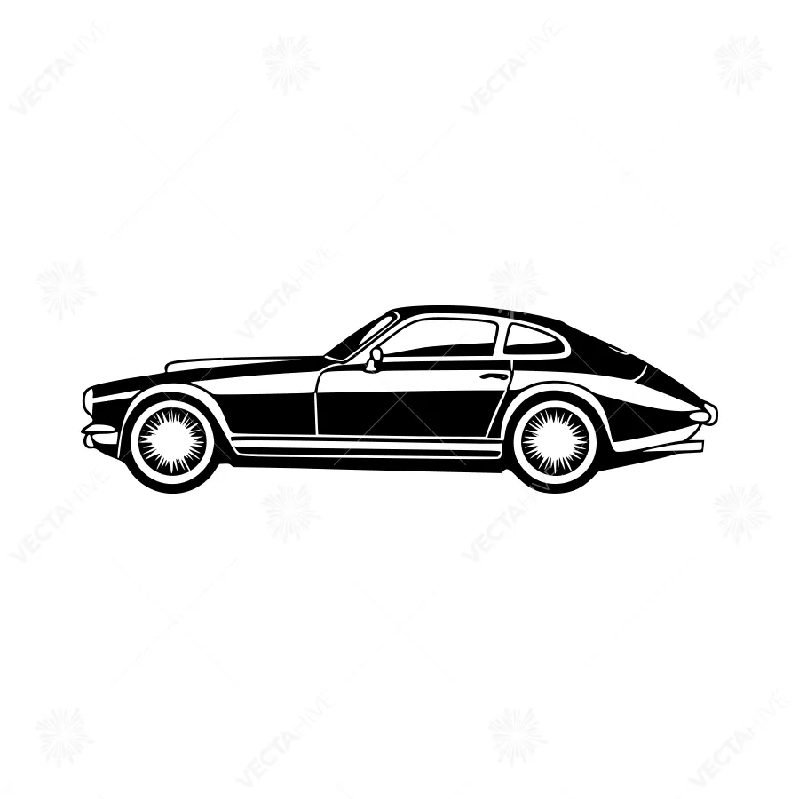 Vintage Car Silhouette Black & White