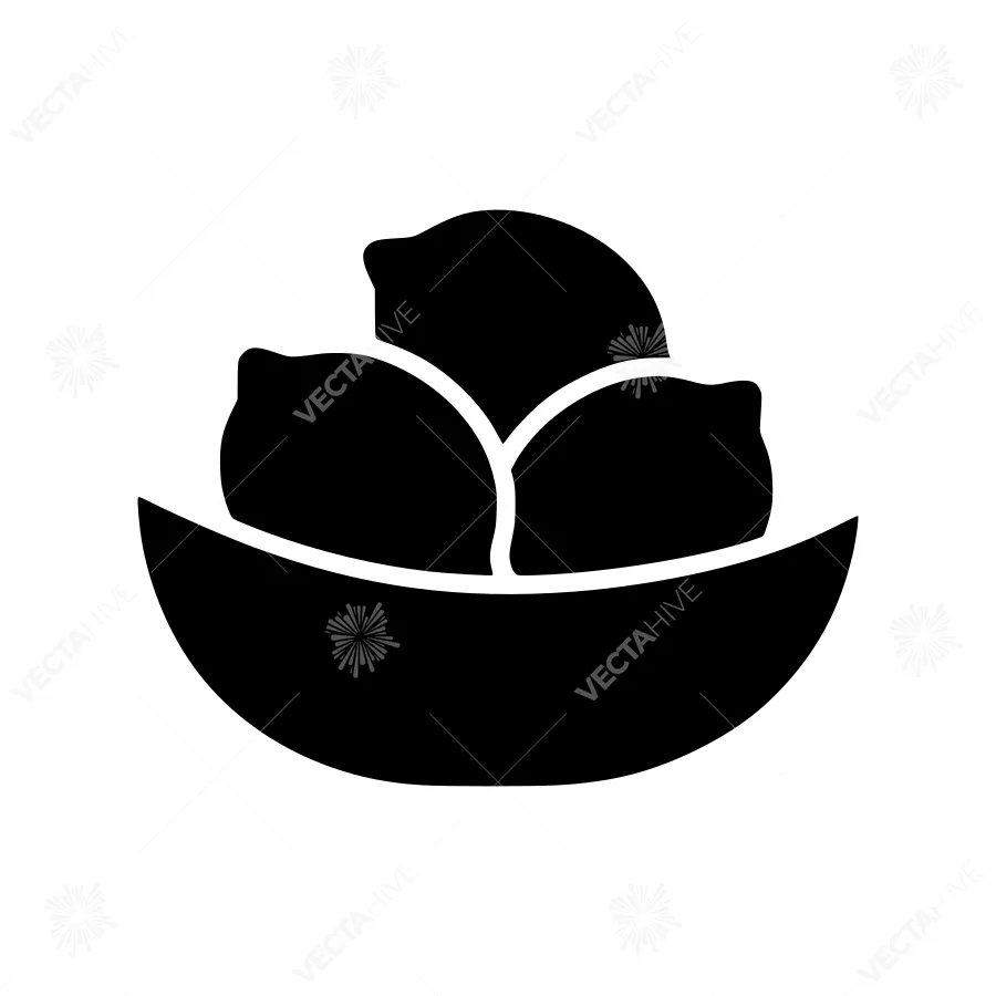 Black Citrus Fruit Icon - Minimalist Vector