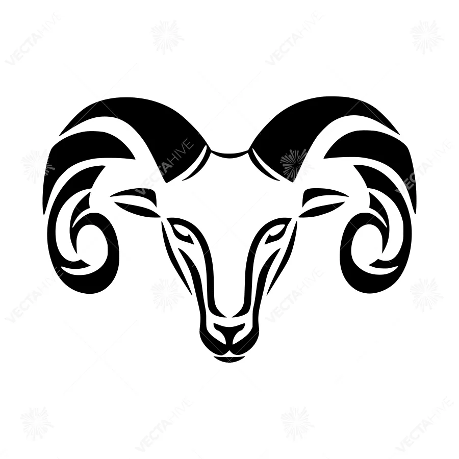 Black Ram Tribal Head Silhouette