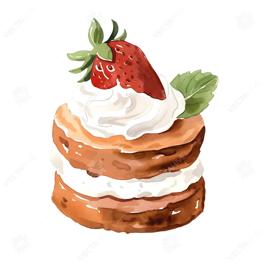 Watercolor Strawberry Cake Stack