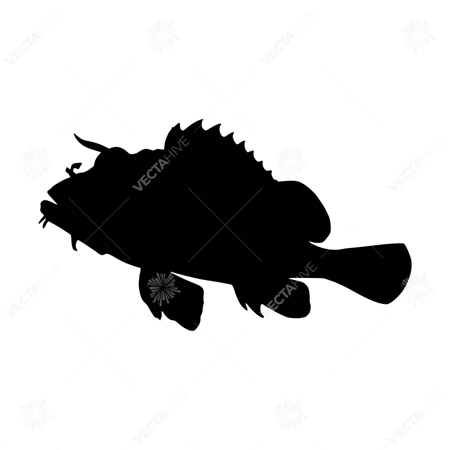 Black Silhouette Fish Vector Illustration