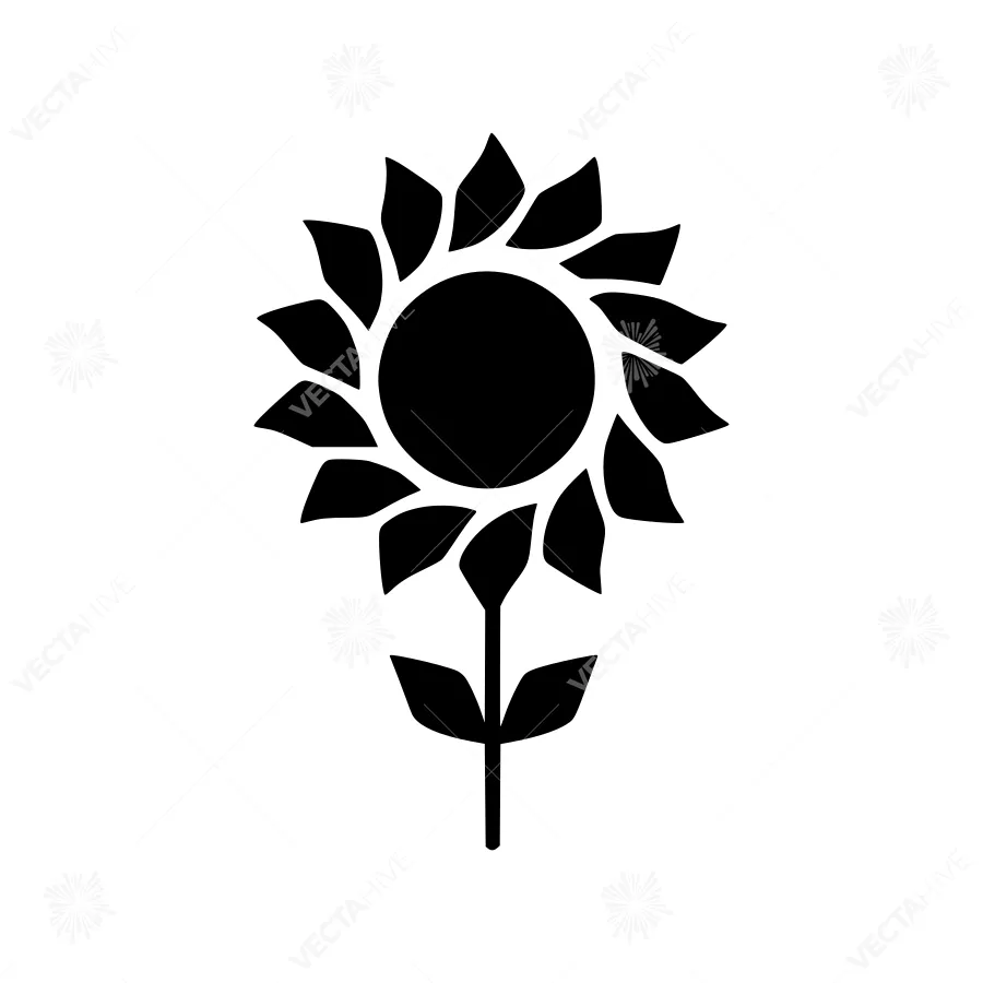 Sunflower Icon - Black Silhouette
