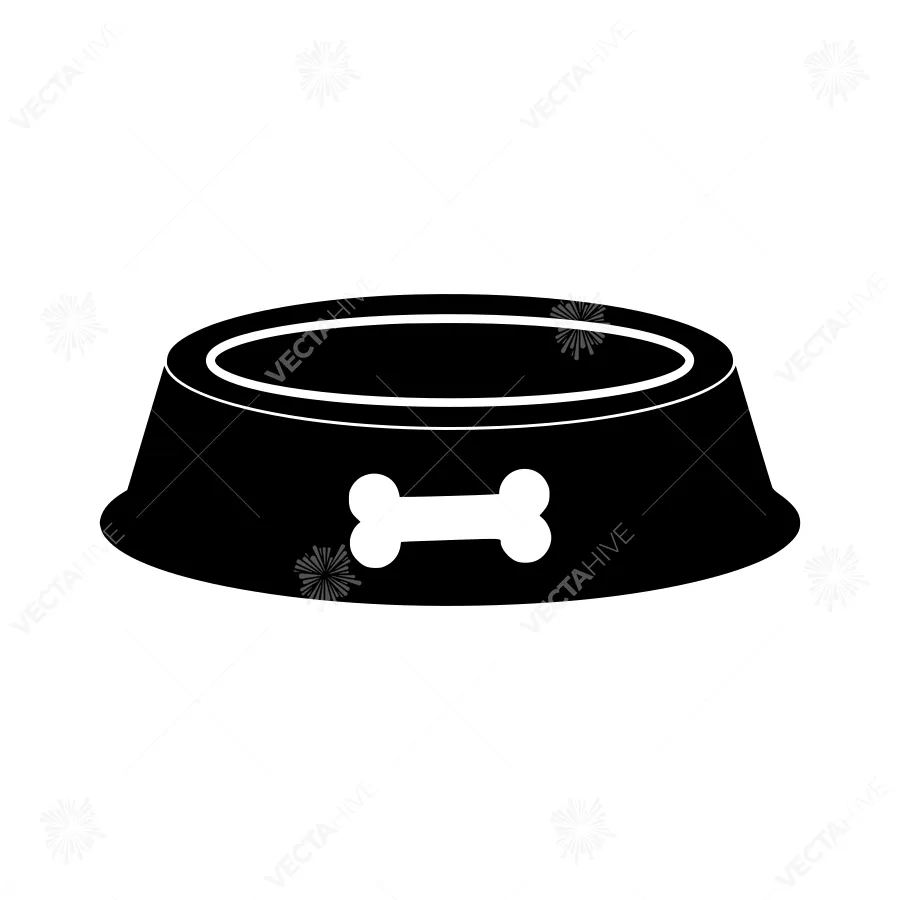Pet Bowl Icon - Black & White Vector