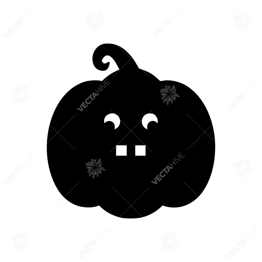Cute Black Pumpkin Icon - Vector Illustration
