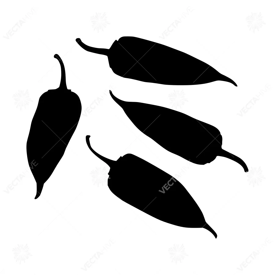 Black Chili Peppers Silhouette Vector