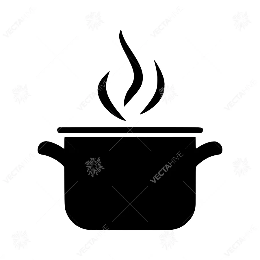Black Pot with Steam - Food Icon