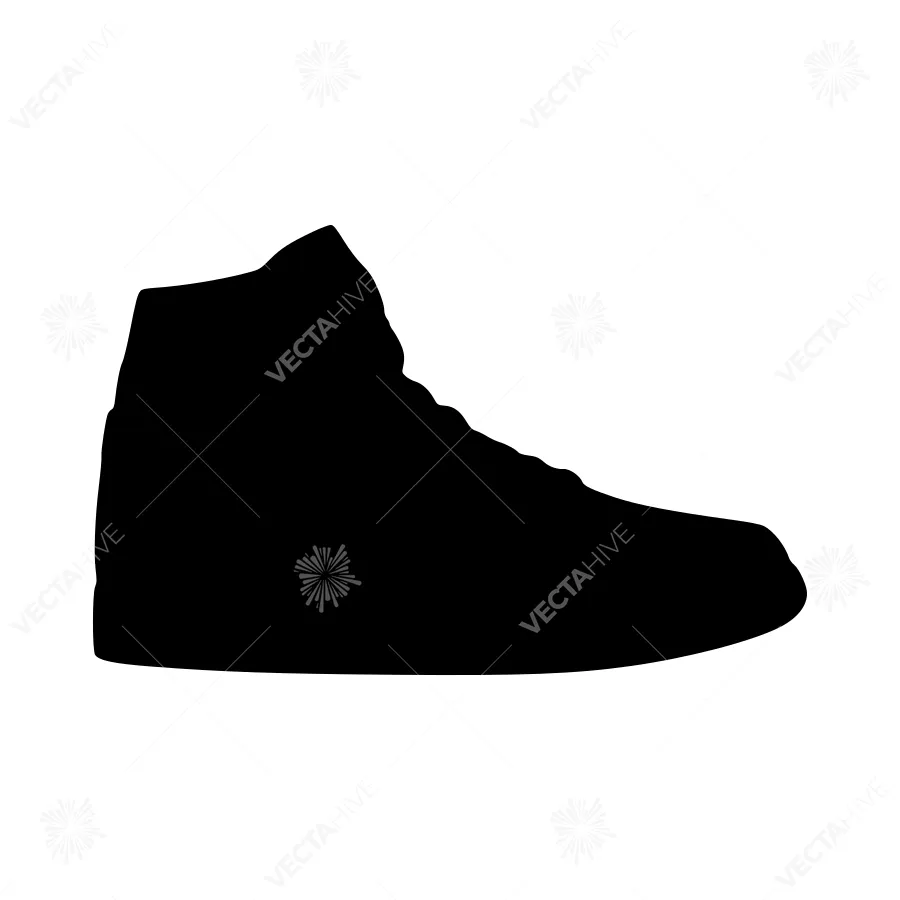 Silhouette Sneaker - Black High Top Shoe Vector