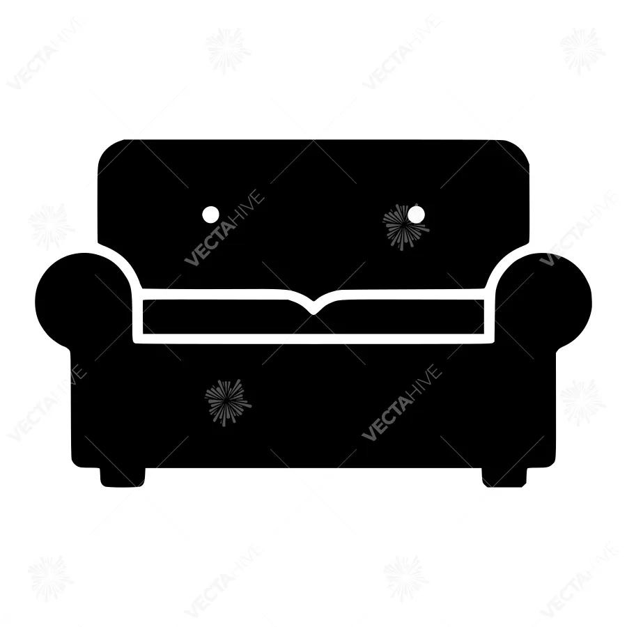 Simple Sofa Icon - Black Silhouette