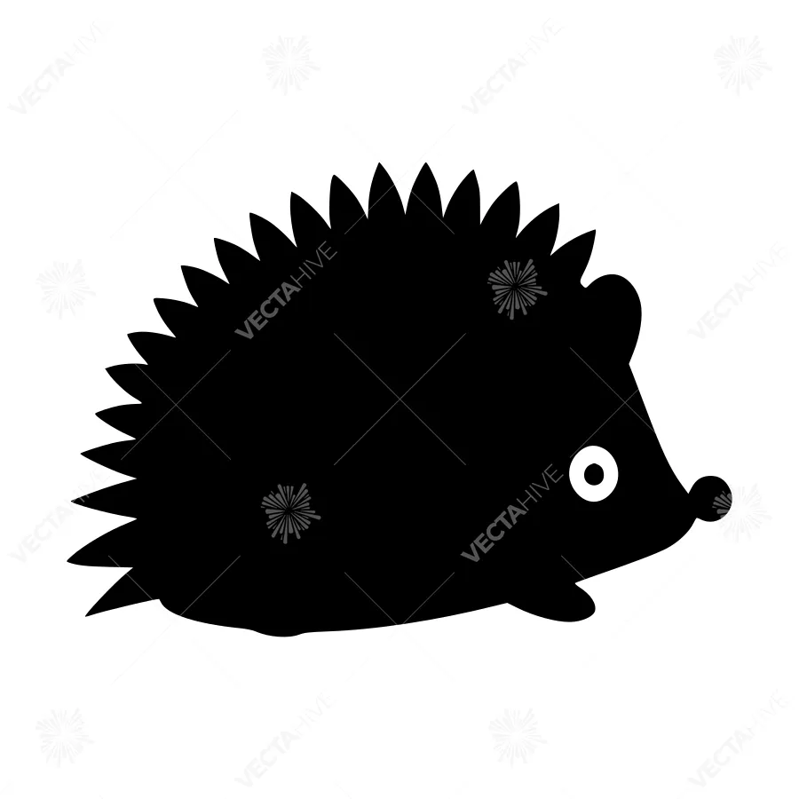 Black Hedgehog Silhouette Vector Icon
