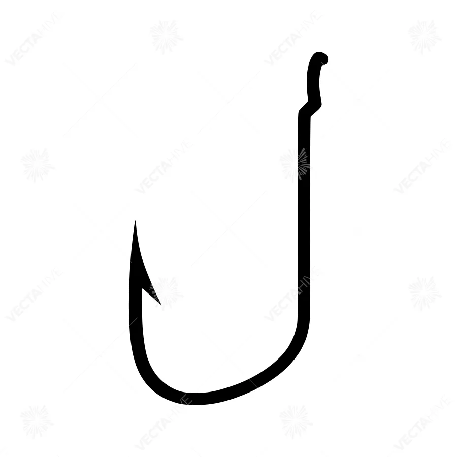Fishing Hook Icon - Black Outline