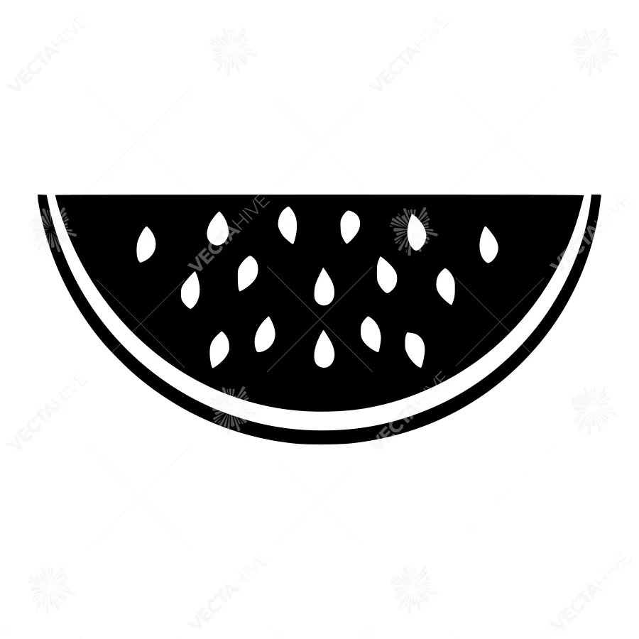 Watermelon Slice Icon - Black Silhouette