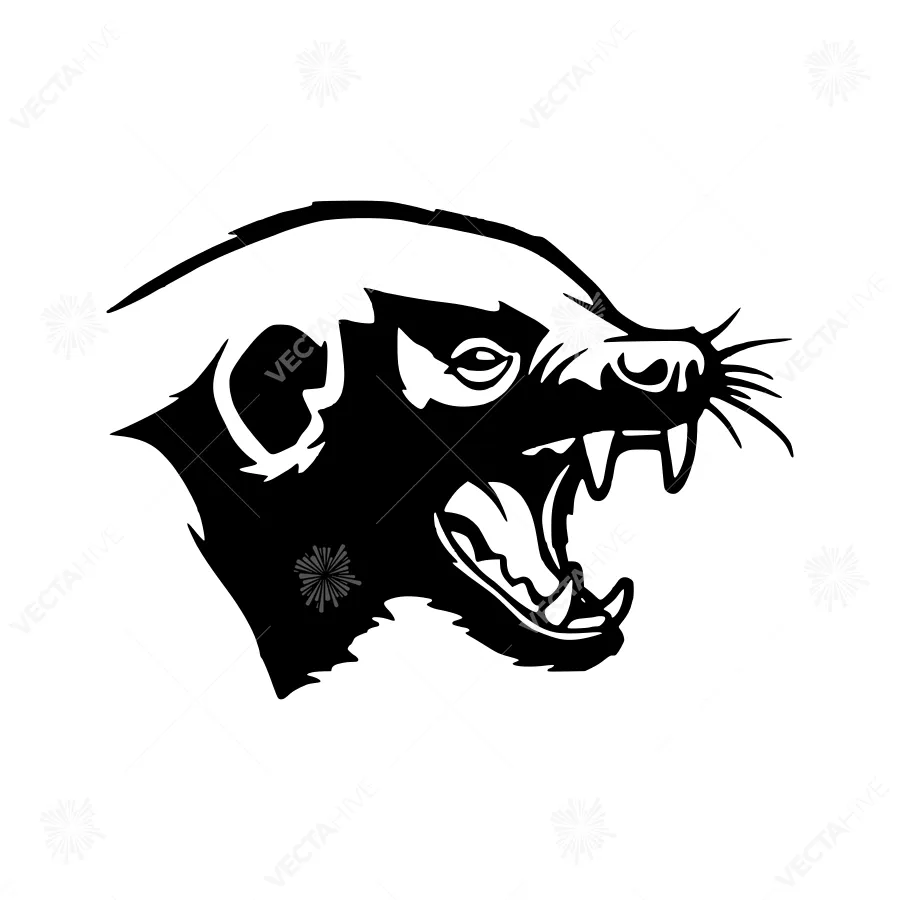 Black Silhouette Ferret Head Portrait