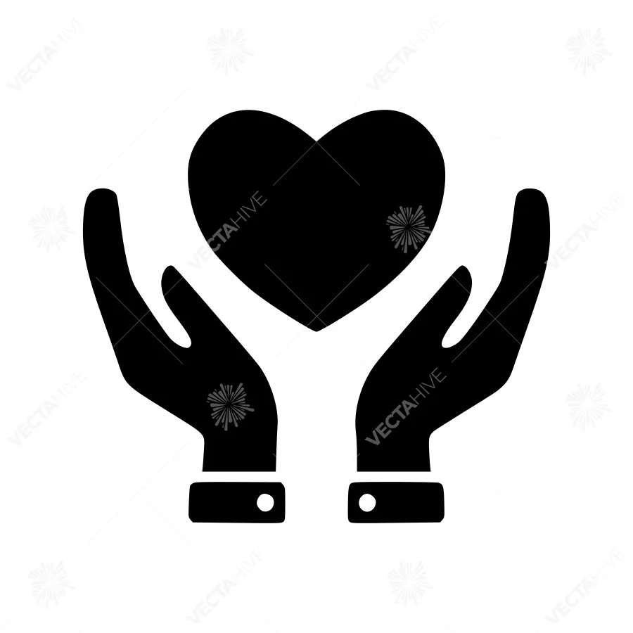 Hands Protecting Heart Icon - Vector Illustration