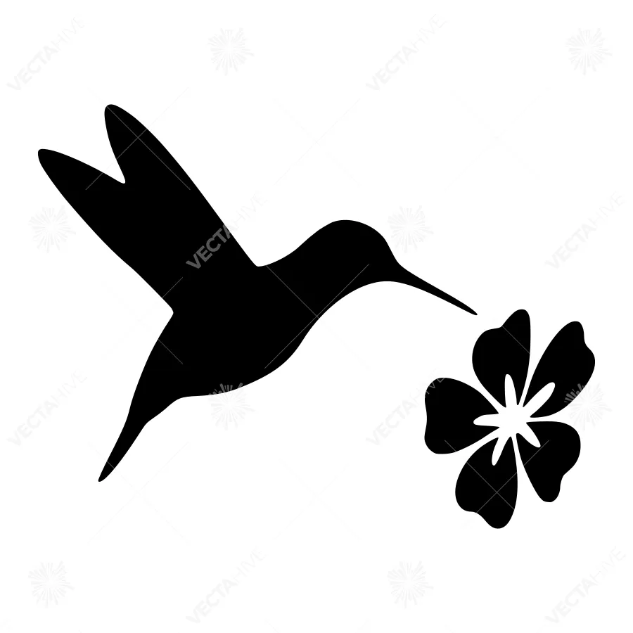 Silhouette Hummingbird Flower